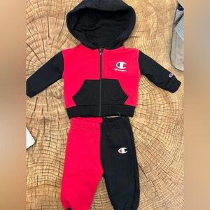 ‼️NWOT: Red & Black Champion Baby Sweat Set - 3M